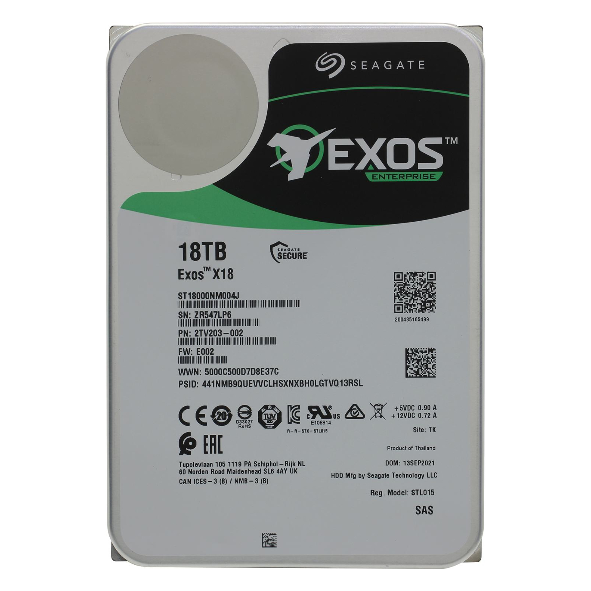 

Диск жёсткий Seagate ST18000NM004J 18 ТБ, внутренний, 1376164, ST18000NM004J