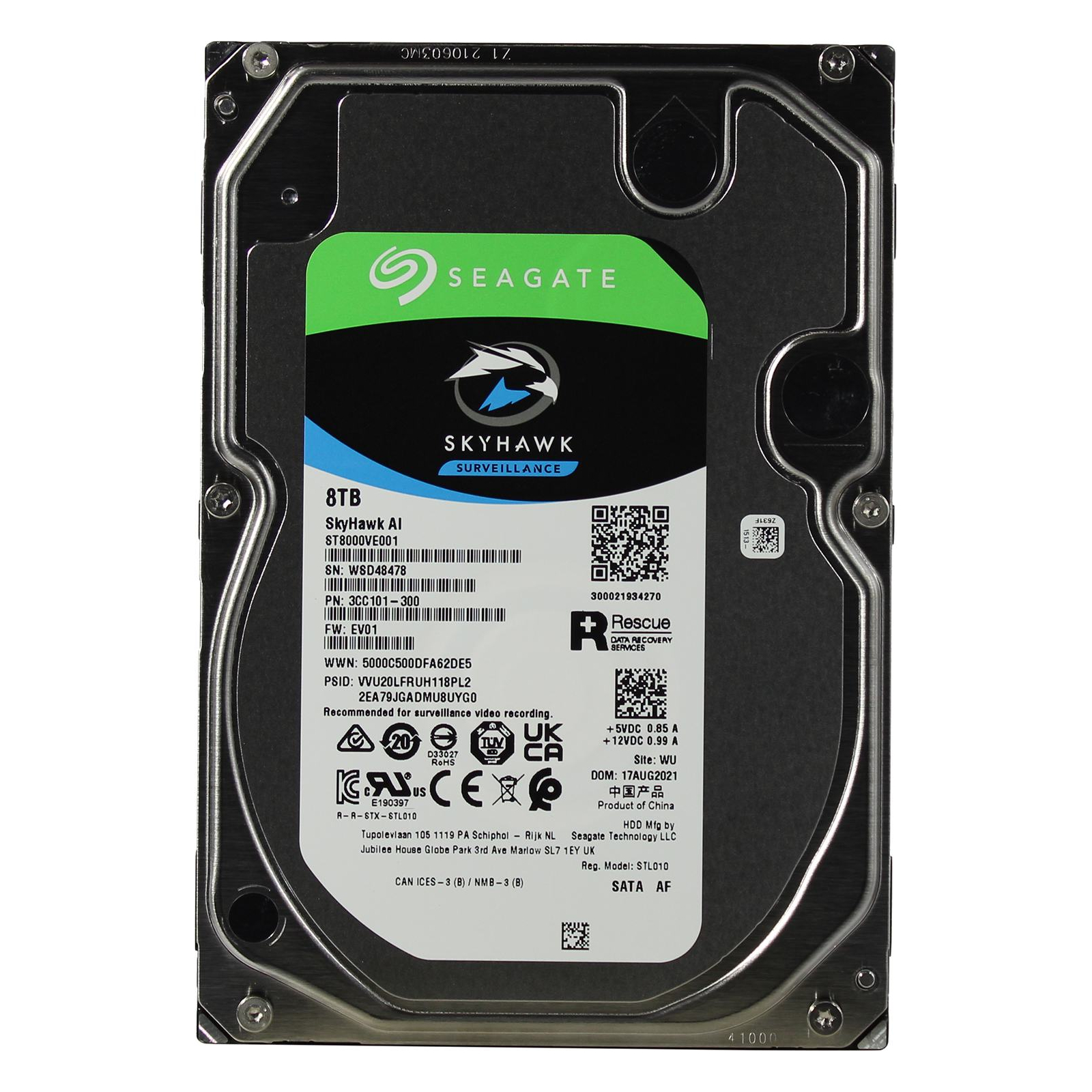 

Диск жёсткий Seagate ST8000VE001 8 ТБ, внутренний, ST8000VE001