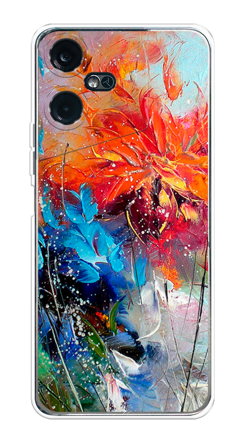 

Чехол на Tecno Pova Neo 3 "Абстрактные цветы", Оранжевый;синий, 304450-4