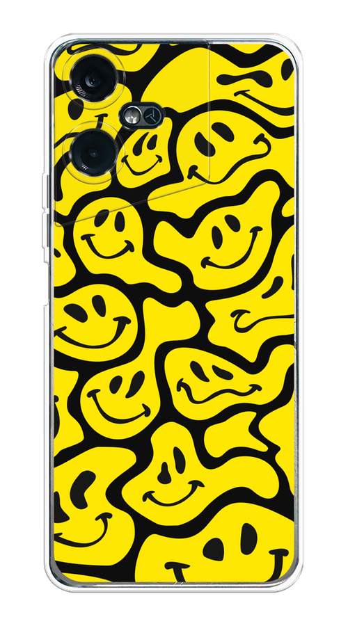 

Чехол на Tecno Pova Neo 3 "Расплывчатые смайлики желтые", Черный;желтый, 304450-6