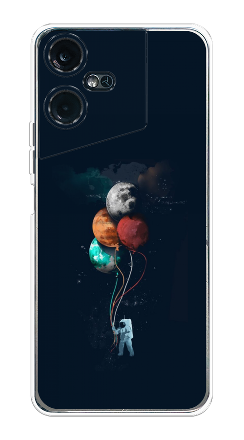 

Чехол на Tecno Pova Neo 3 "Космонавт с шариками", Разноцветный, 304450-4