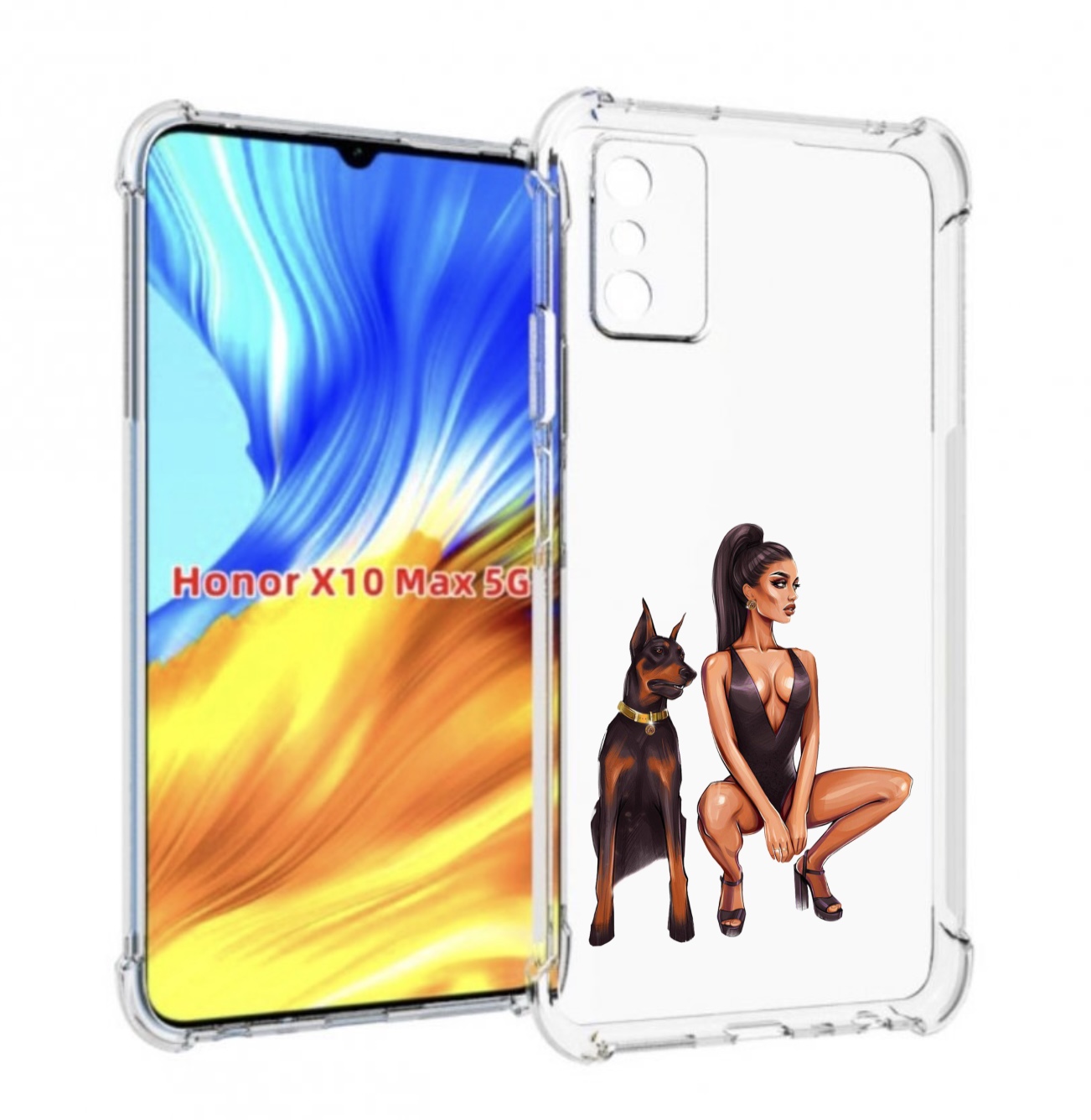 

Чехол MyPads Борзая-девушка для Honor X10 Max, Прозрачный, Tocco