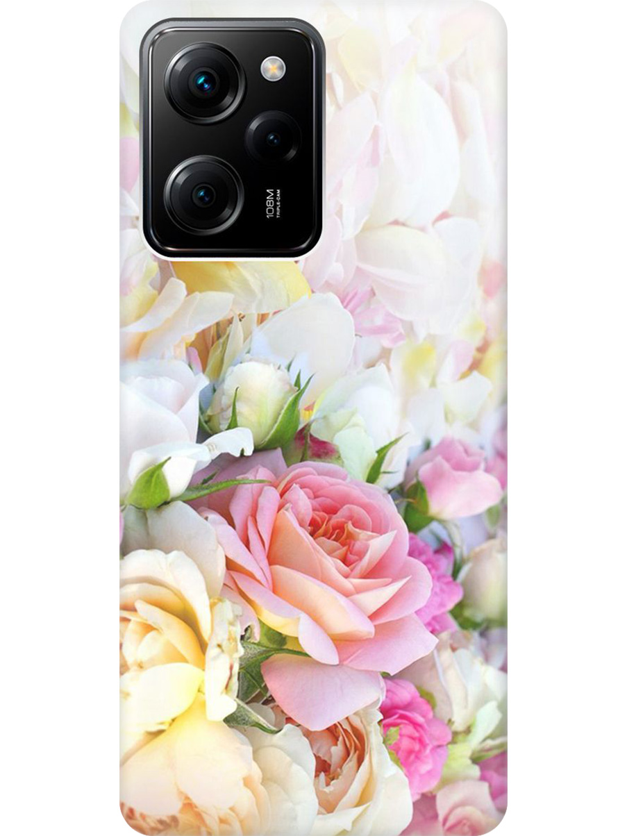 

Силиконовый чехол на Poco X5 Pro 5G с принтом "Нежные розы", Прозрачный;белый;желтый;розовый, 767959721