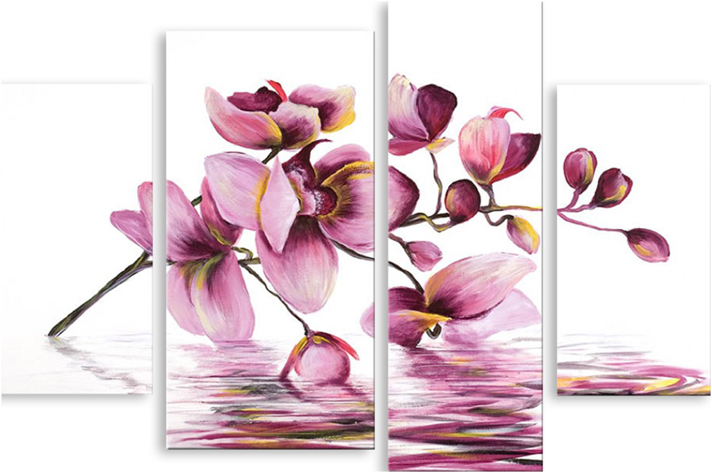 

Картина модульная на холсте Модулка Орхидеи красками 90x63 см, 3042