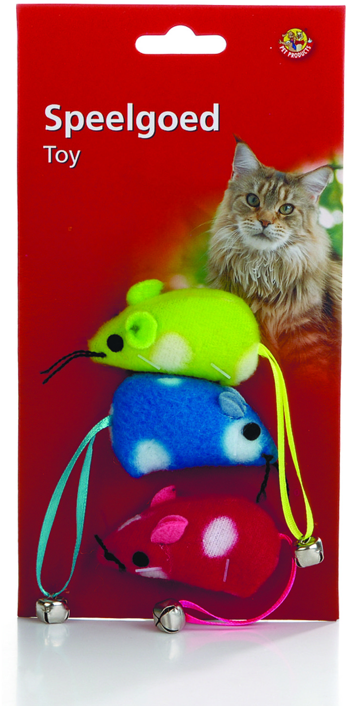 фото Набор игрушек для кошек beeztees мышь с колокольчиком на хвосте, 5 см i.p.t.s