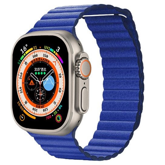 

Ремешок кожаный Leather Loop для Apple Watch 42/44/45/49 мм, 225мм, на магните, синий