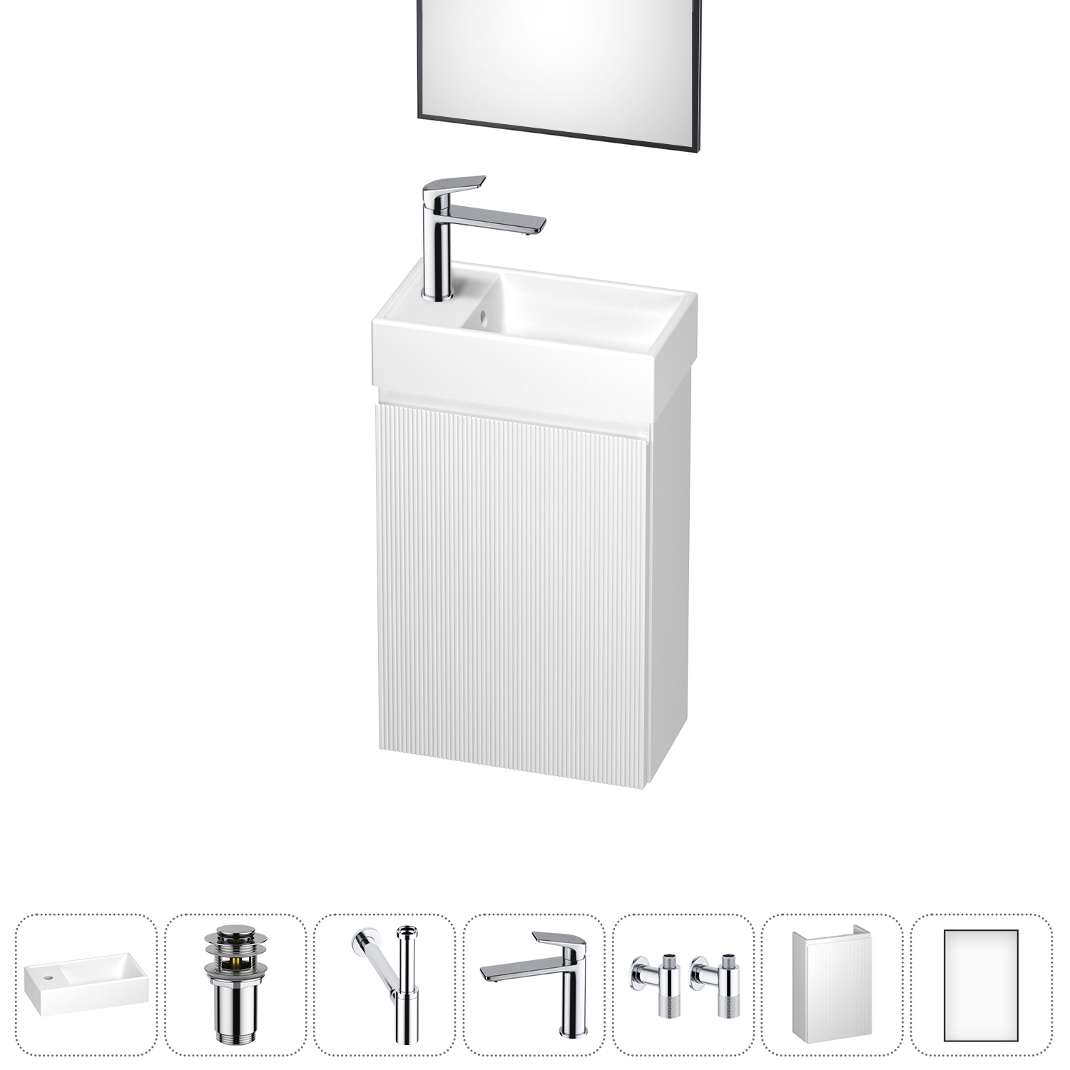 

Подвесная тумба с раковиной для ванной и туалета Wellsee WC Area 202010507 в наборе 7 в 1, Хром, WC AREA_complects_хром