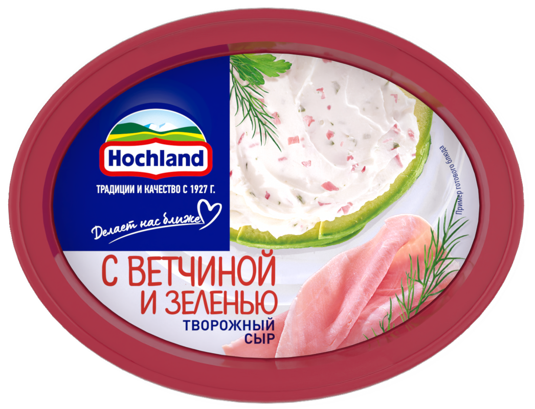 

Сыр творожный Hochland с ветчиной и зеленью, 60%, 140 г