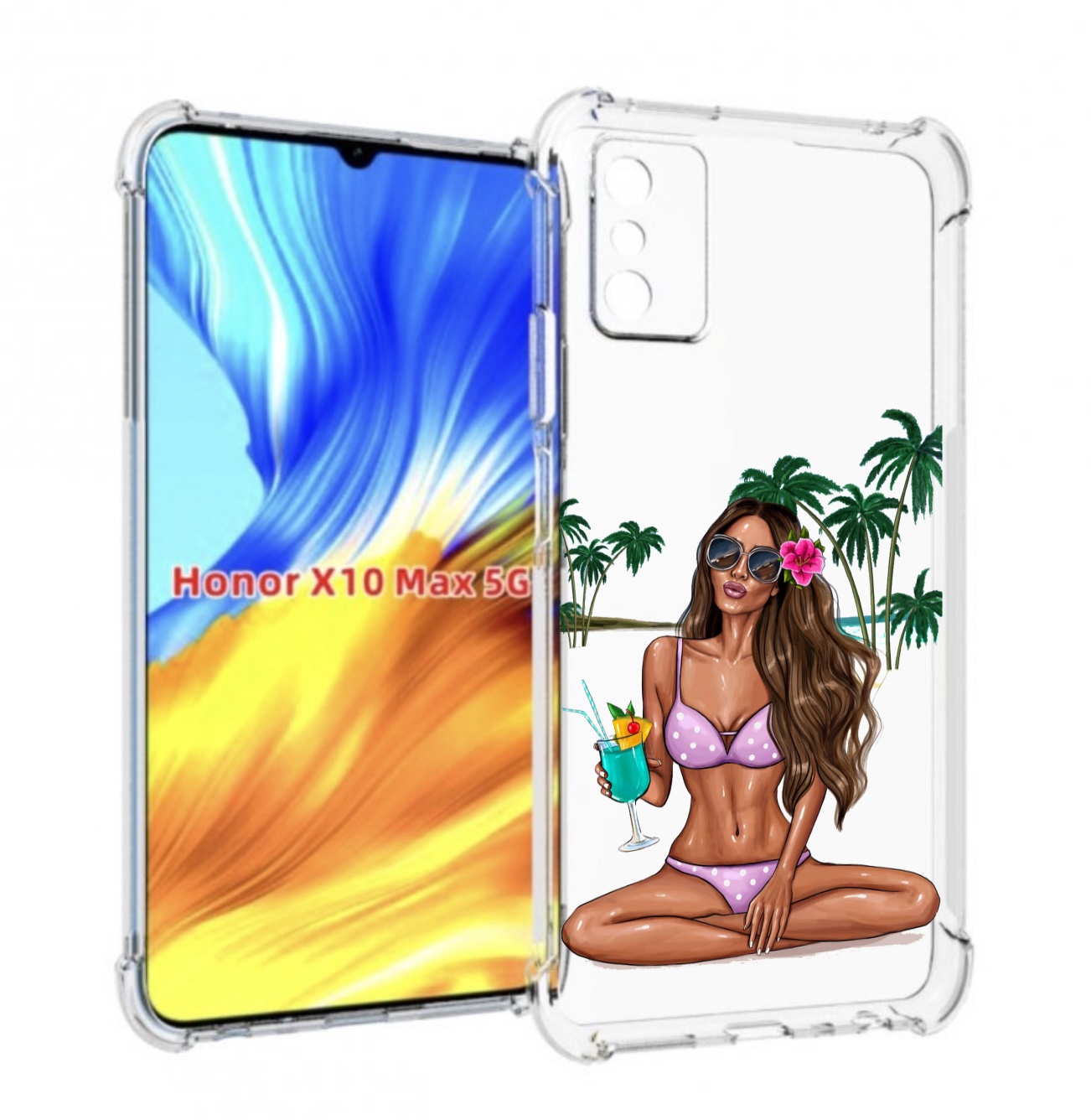 

Чехол MyPads Гавайская-девушка женский для Honor X10 Max, Прозрачный, Tocco