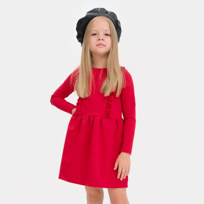 

Платье для девочки с рюшей KAFTAN Basic line, размер 32 (110-116), цвет красный, с рюшей Basic line