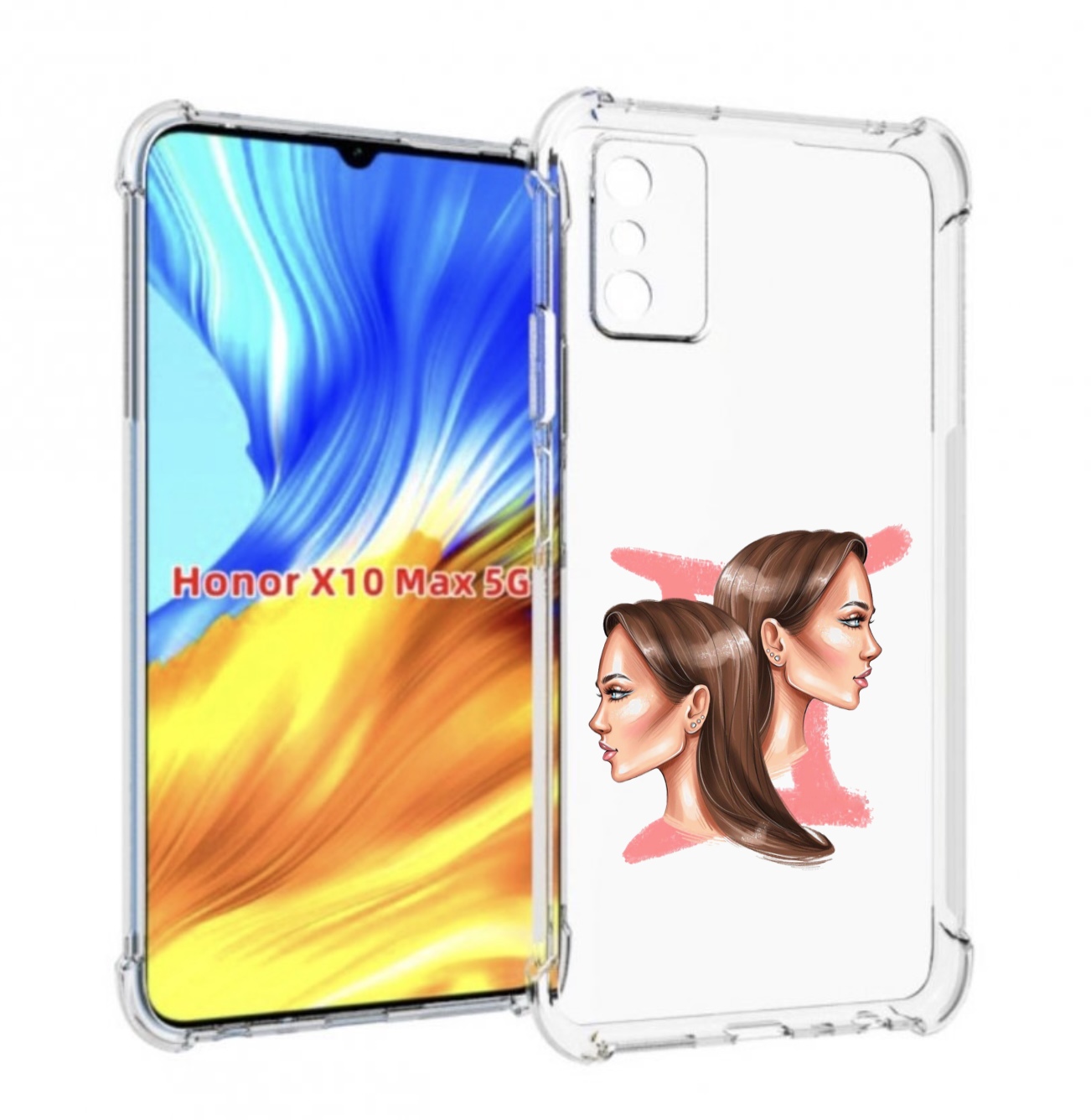 

Чехол MyPads Девушка-Близнецы женский для Honor X10 Max, Прозрачный, Tocco