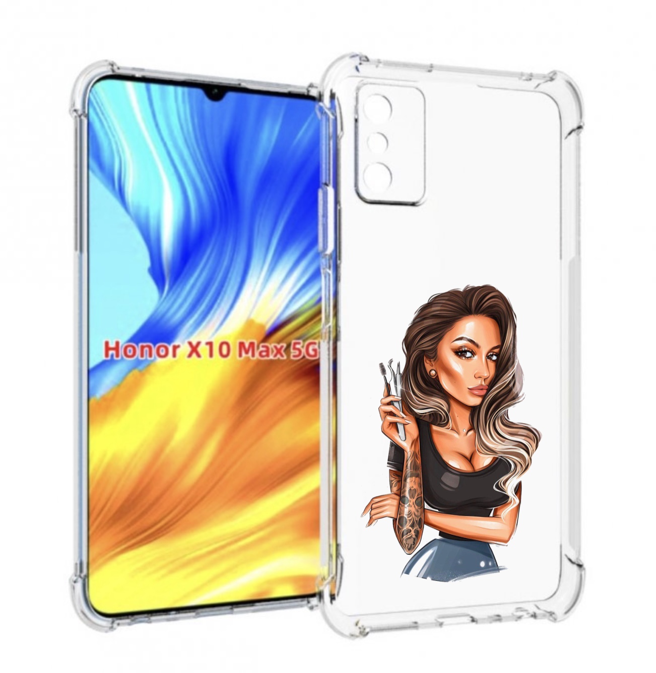 

Чехол MyPads Девушка-бровист для Honor X10 Max, Прозрачный, Tocco