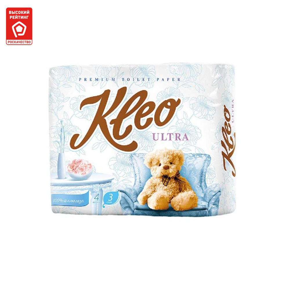 Бумага туалетная Kleo Ultra 3 слоя 4 рулона jundo eco oxy ultra пятновыводитель кислородный универсальный для одежды обуви и всех видов ткани 500