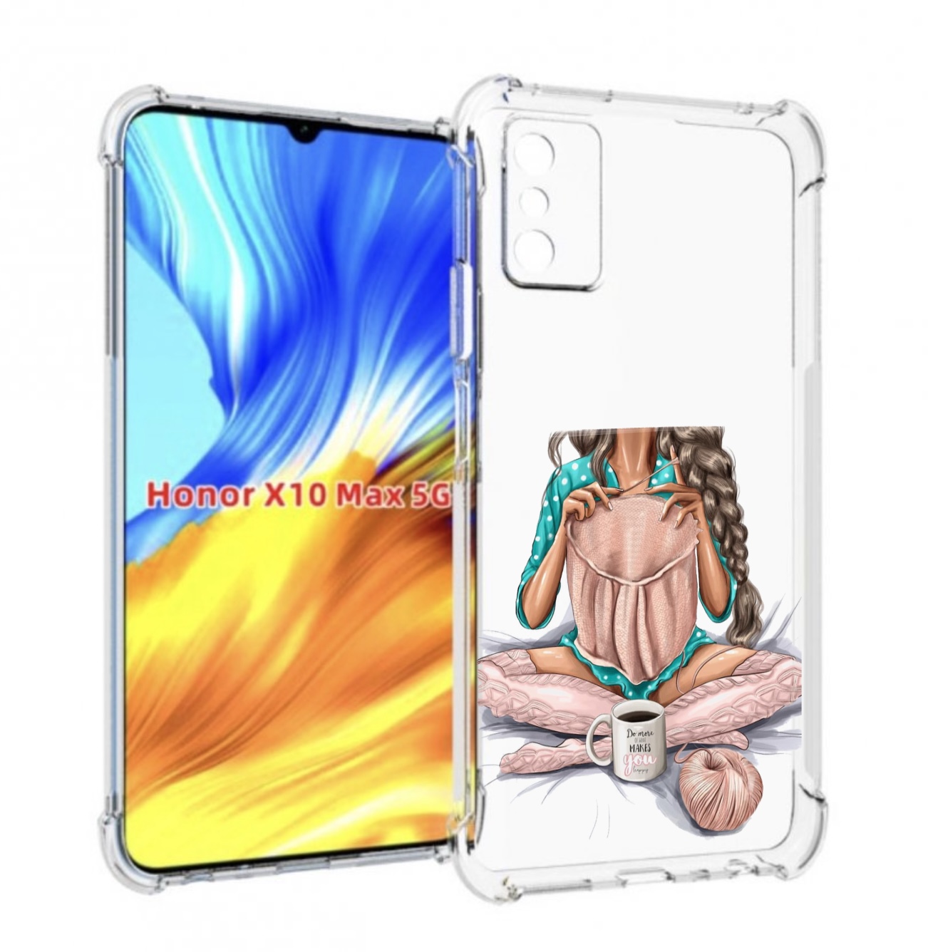 

Чехол MyPads Девушка-вяжет женский для Honor X10 Max, Прозрачный, Tocco
