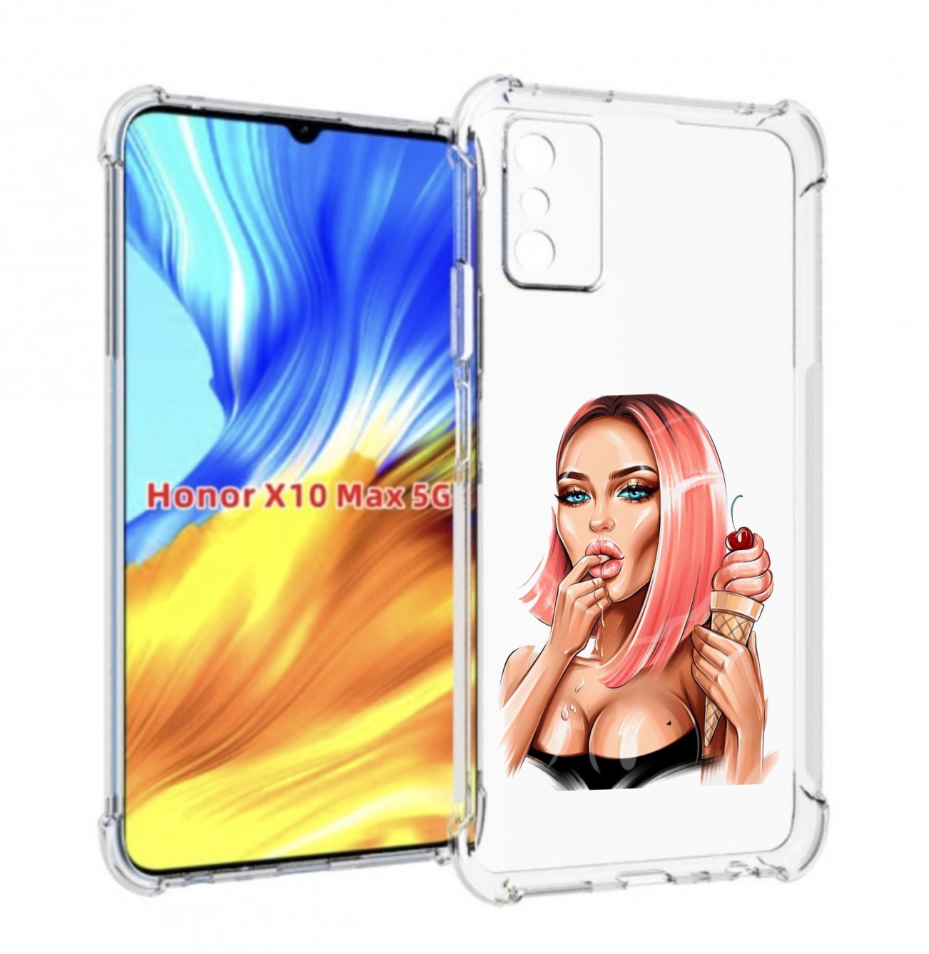 

Чехол MyPads Девушка-и-мороженое женский для Honor X10 Max, Прозрачный, Tocco