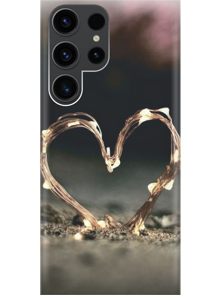 

Силиконовый чехол на Samsung Galaxy S23 Ultra с принтом "Светящееся сердце", Прозрачный;желтый;черный, 767959491