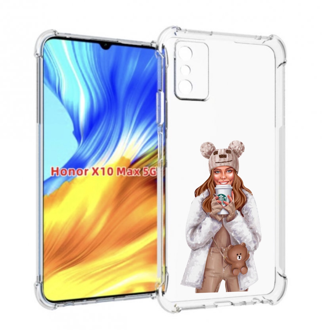 

Чехол MyPads Девушка-с-кофе-старбакс женский для Honor X10 Max, Прозрачный, Tocco