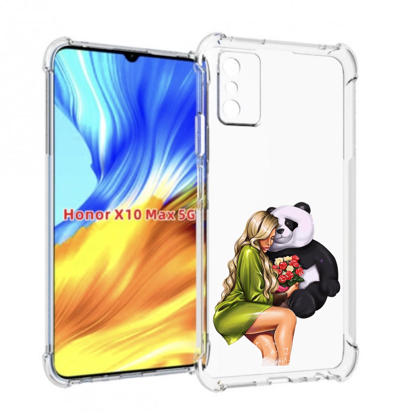 

Чехол MyPads Девушка-с-пандой-с-букетом женский для Honor X10 Max, Прозрачный, Tocco