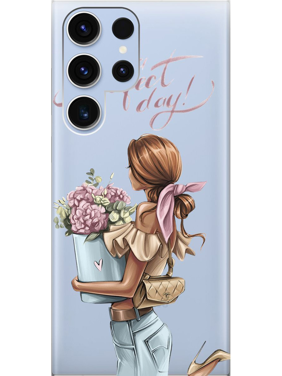 

Силиконовый чехол на Samsung Galaxy S23 Ultra с принтом "Какой прекрасный день" прозрачный, Прозрачный;голубой;розовый, 767959475