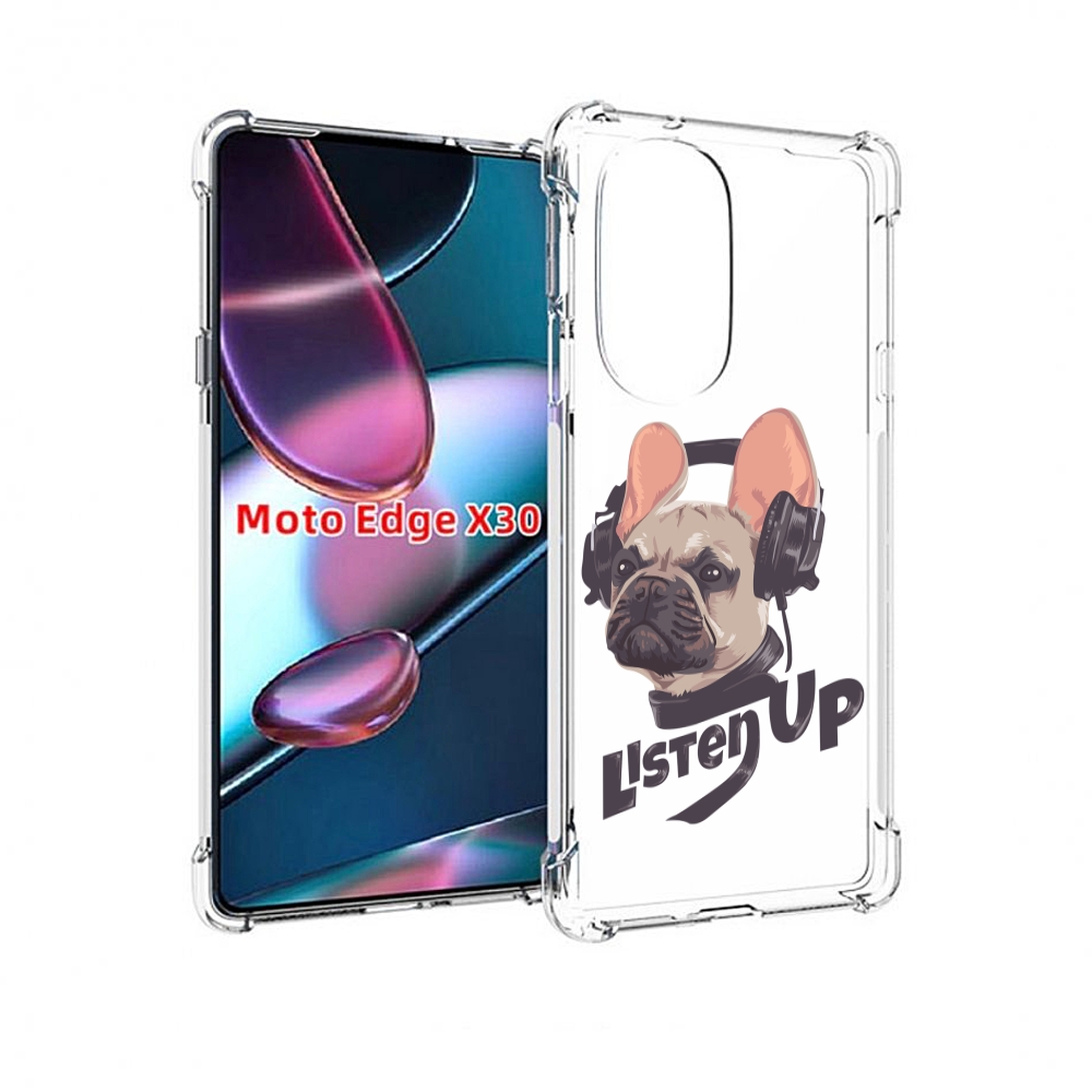 

Чехол MyPads бульдог-слушает-музыку для Motorola Moto Edge X30, Прозрачный, Tocco