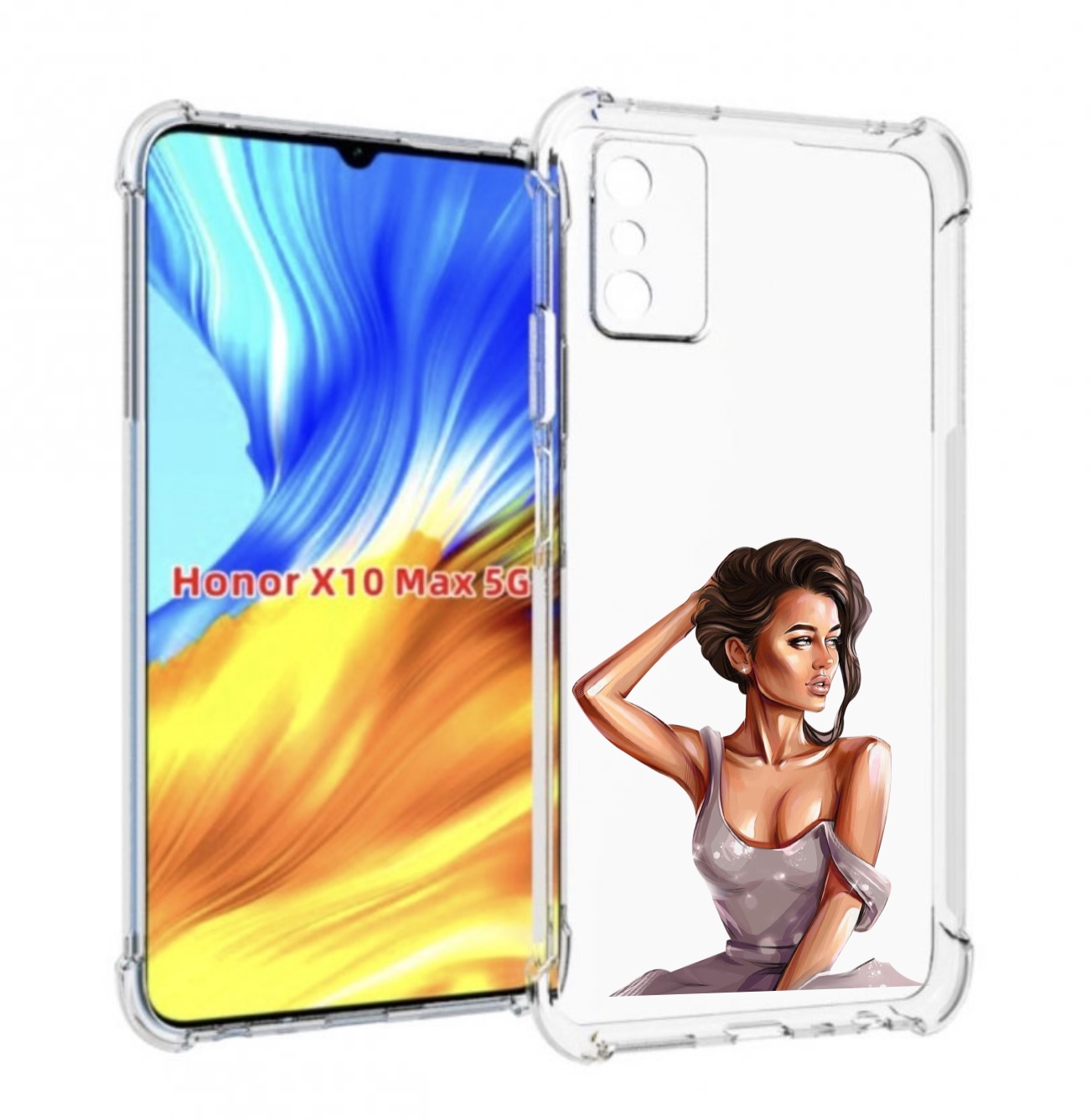 

Чехол MyPads Девушка-с-прической женский для Honor X10 Max, Прозрачный, Tocco