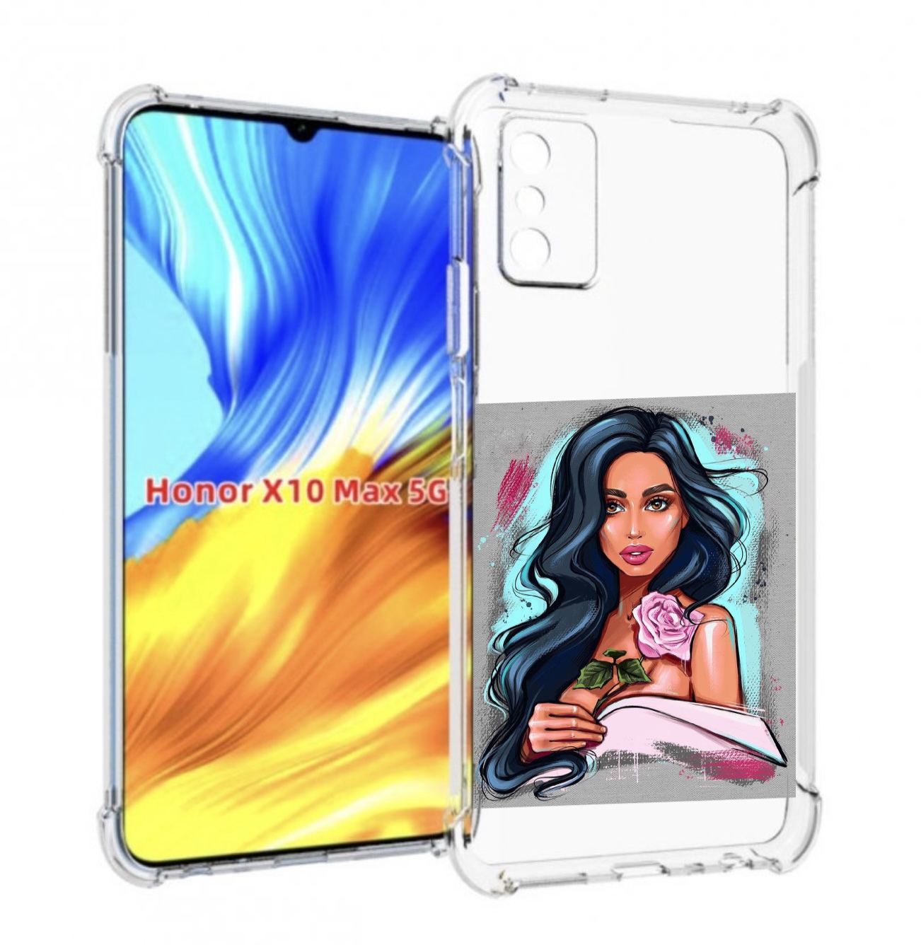 

Чехол MyPads Девушка-с-розовой-розочкой женский для Honor X10 Max, Прозрачный, Tocco