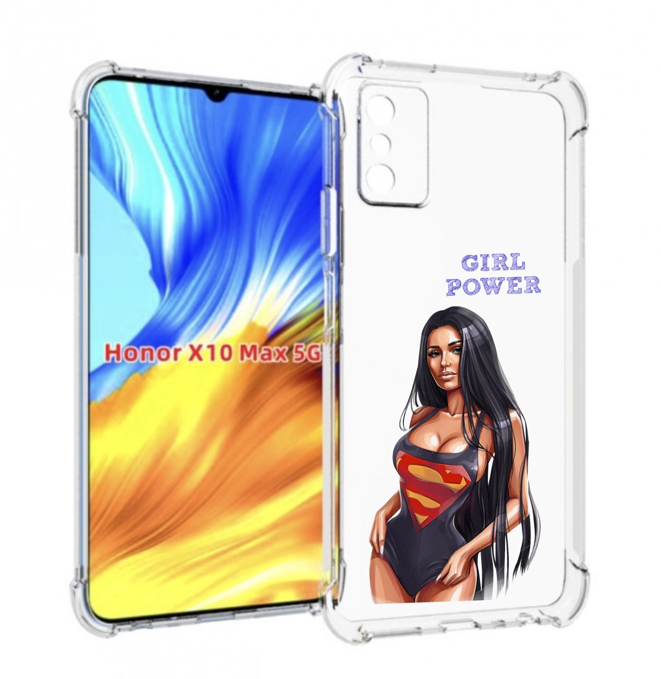 

Чехол MyPads Девушка-супермен женский для Honor X10 Max, Прозрачный, Tocco