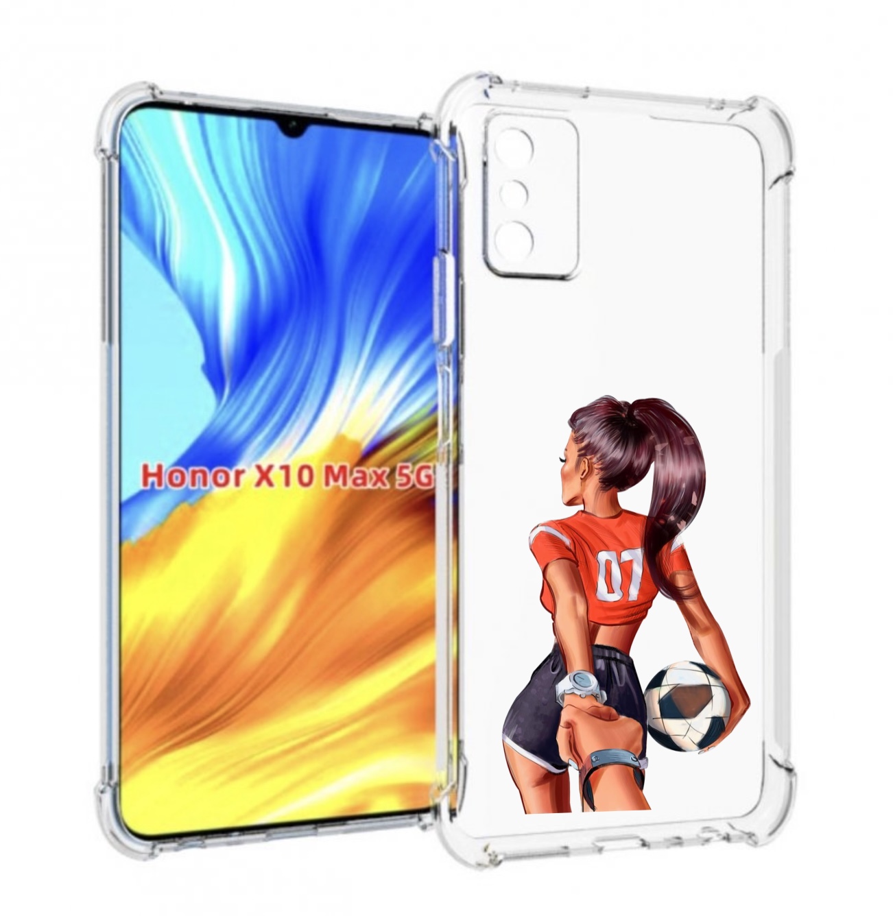 

Чехол MyPads Девушка-футболистка женский для Honor X10 Max, Прозрачный, Tocco