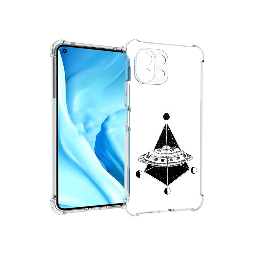 

Чехол MyPads Tocco для Xiaomi Mi 11 Lite черно белая летающая тарелка (PT159462.256.679), Прозрачный, Tocco