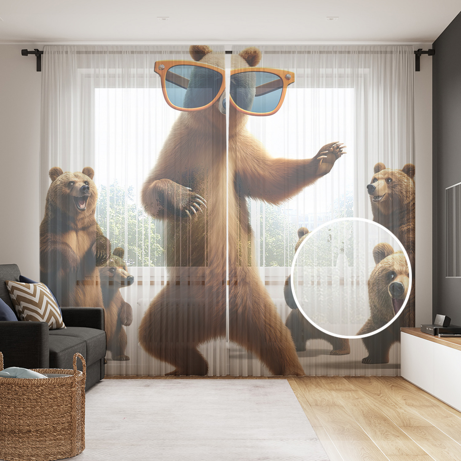 

Тюль Evrika Home сетка JoyArty Танцевальный мишка 290x265, tul_429983_145x265
