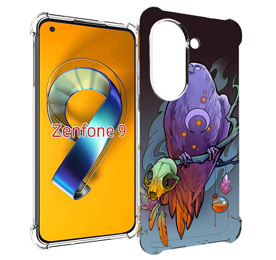 

Чехол MyPads фиолетовый ворон на ветке для Asus Zenfone 9 (AI2202), Прозрачный, Tocco