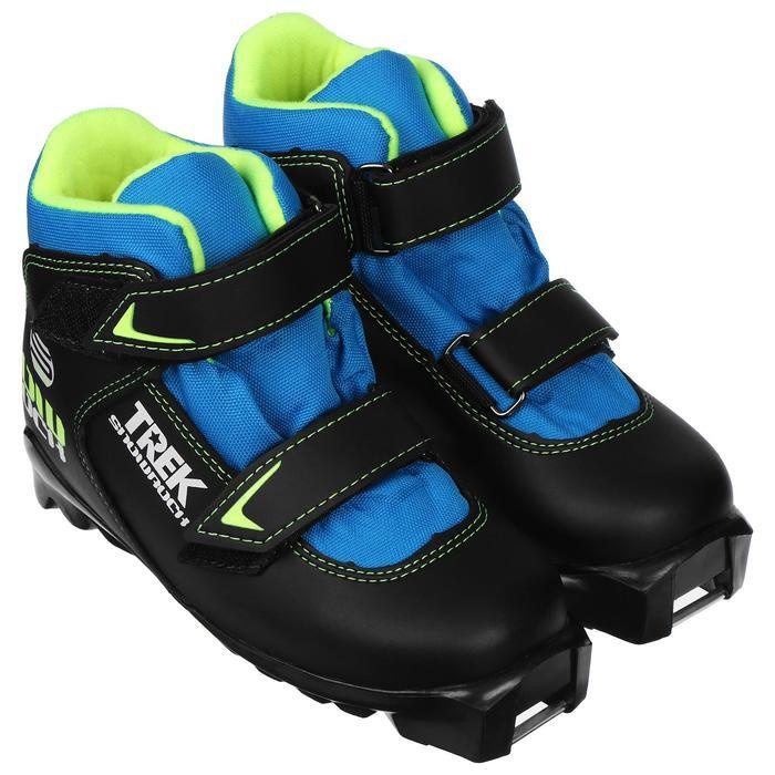 фото Ботинки лыжные trek snowrock sns ик, цвет чёрный, лого лайм неон, размер 28