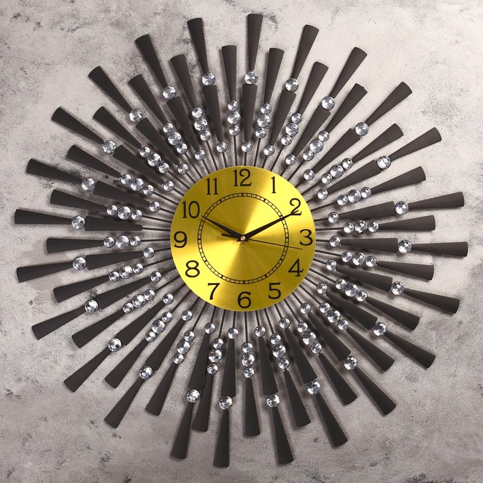 фото Часы настенные, серия: ажур, "чёрные лучики", d=68 см china