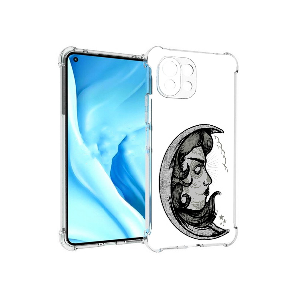 

Чехол MyPads Tocco для Xiaomi Mi 11 Lite черно белая луна с лицом (PT159462.256.680), Прозрачный, Tocco