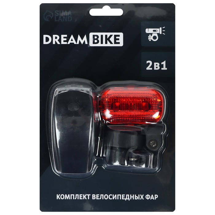 фото Велосипедные фонари dream bike 2 в 1, от батарейки, 21,5х14,5х5 см