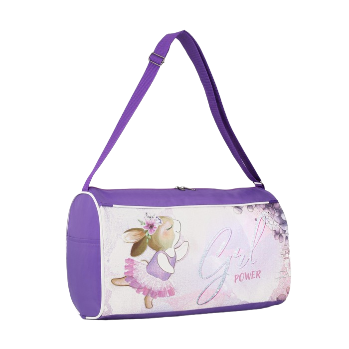 Сумка спортивная Зайчик на молнии, 2 наружных кармана, цвет сиреневый