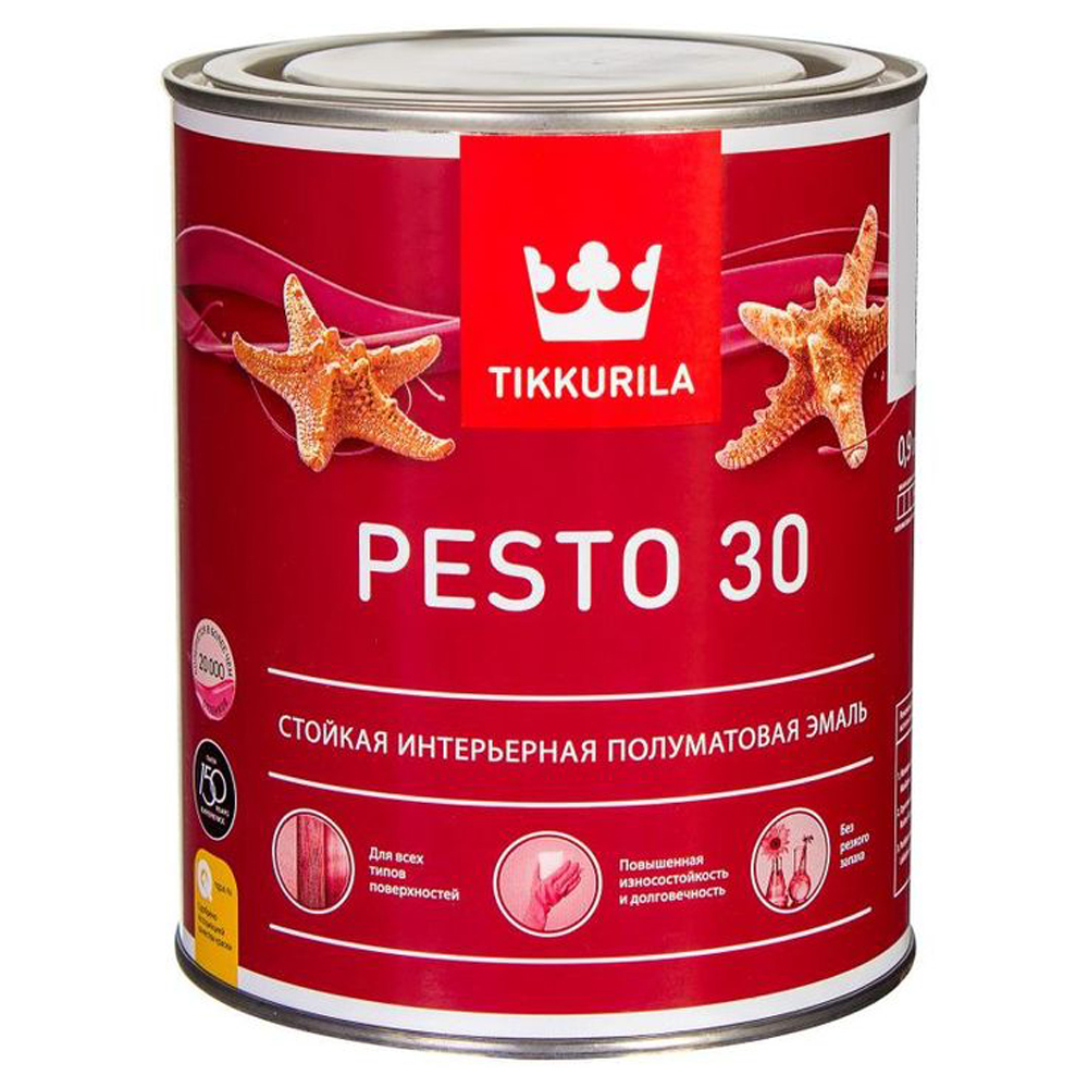 Эмаль алкидная стойкая полуматовая Pesto 30 (Песто 30) TIKKURILA 0,9 л бесцветная (база С) эмаль алкидная стойкая полуматовая pesto 30 песто 30 tikkurila 2 7 л белая база а