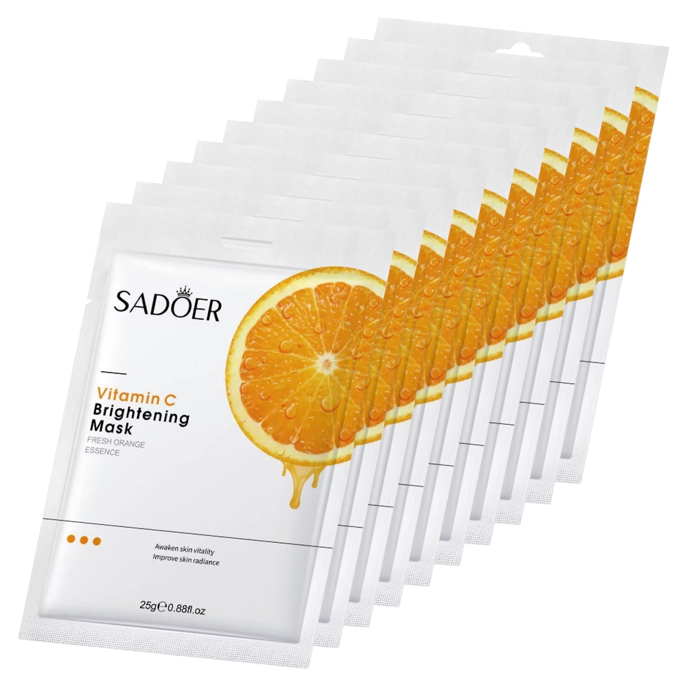 Тканевая маска для лица выравнивающая тон кожи Sadoer с витамином С 25г 10шт
