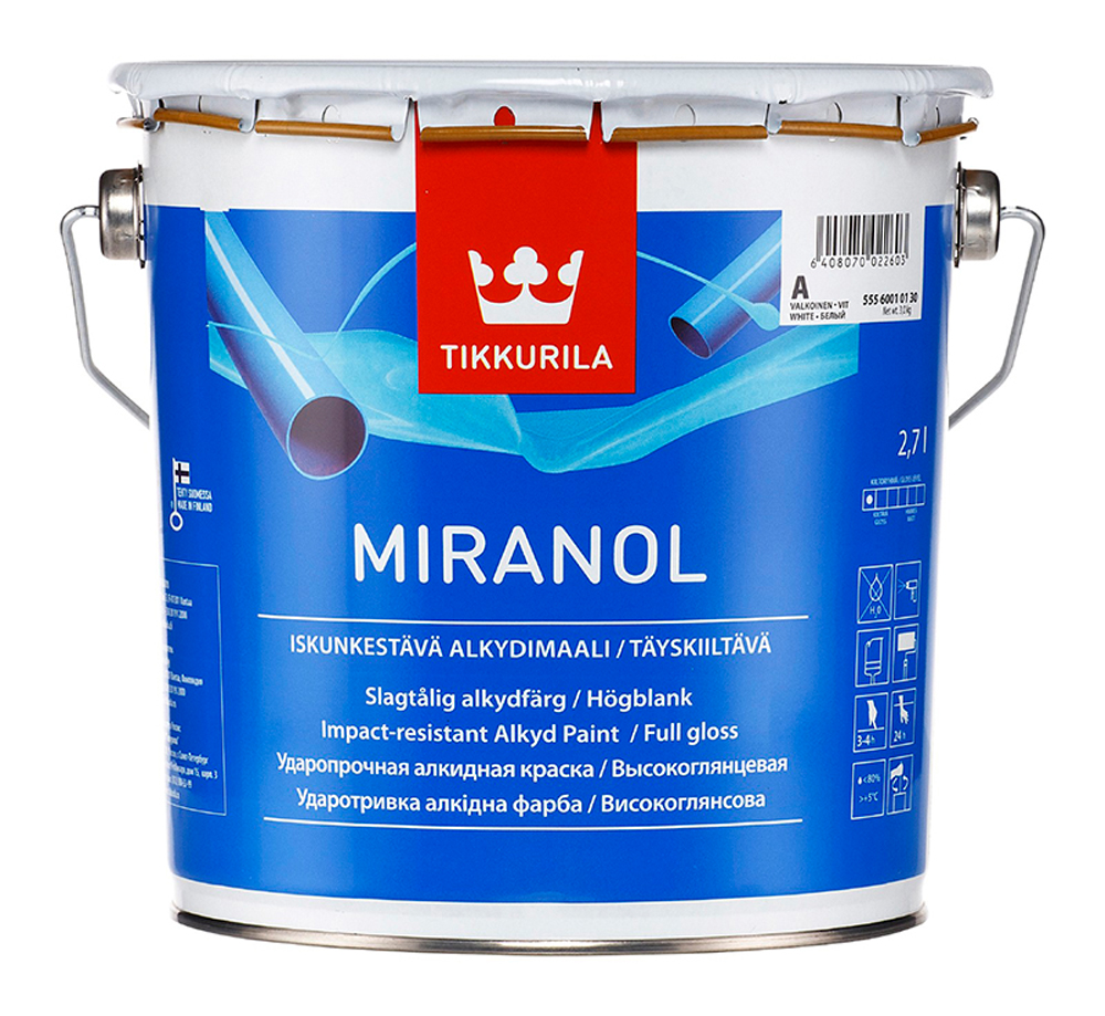 фото Эмаль алкидная тиксотропная miranol (миранол) tikkurila 2,7 л бесцветная (база с)