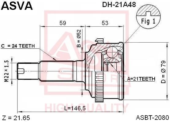 

Шрус Наружный 21x52x24 ASVA арт. DH21A48