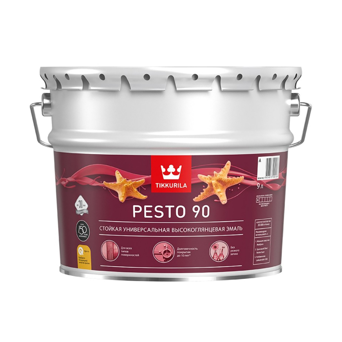 Эмаль высокоглянцевая Euro Pesto 90 (Песто 90) TIKKURILA 9 л бесцветная (база С) эмаль универсальная стойкая tikkurila pesto 90 база с бес ная глянцевая 2 7 л