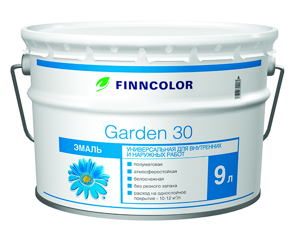 Эмаль алкидная универсальная Garden 30 (Гарден 30) TIKKURILA 9 л белая (база А)