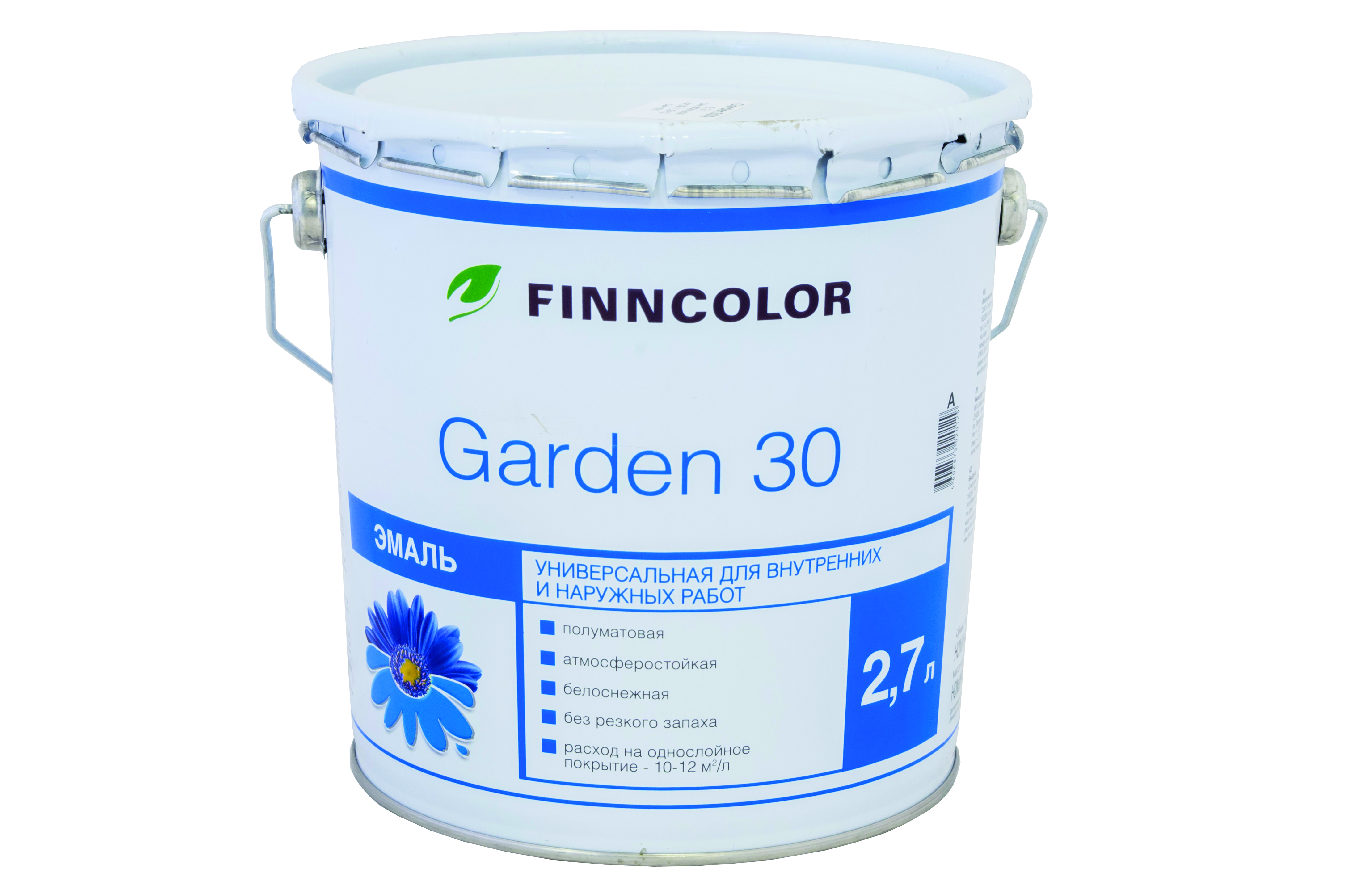 Эмаль алкидная универсальная Garden 30 (Гарден 30) TIKKURILA 2,7 л белая (база А)