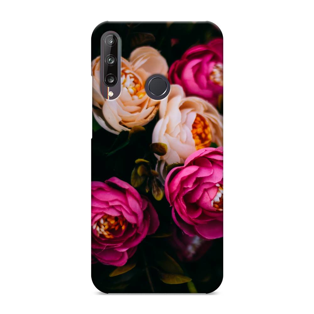 фото Чехол awog "розовые пионы для черном" для huawei y7p