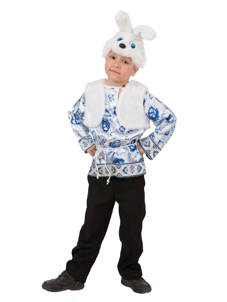 

Карнавальный костюм Batik Зайчонок Ванятка 5003 цв.мультиколор р.122, Белый, Зайчонок Ванятка