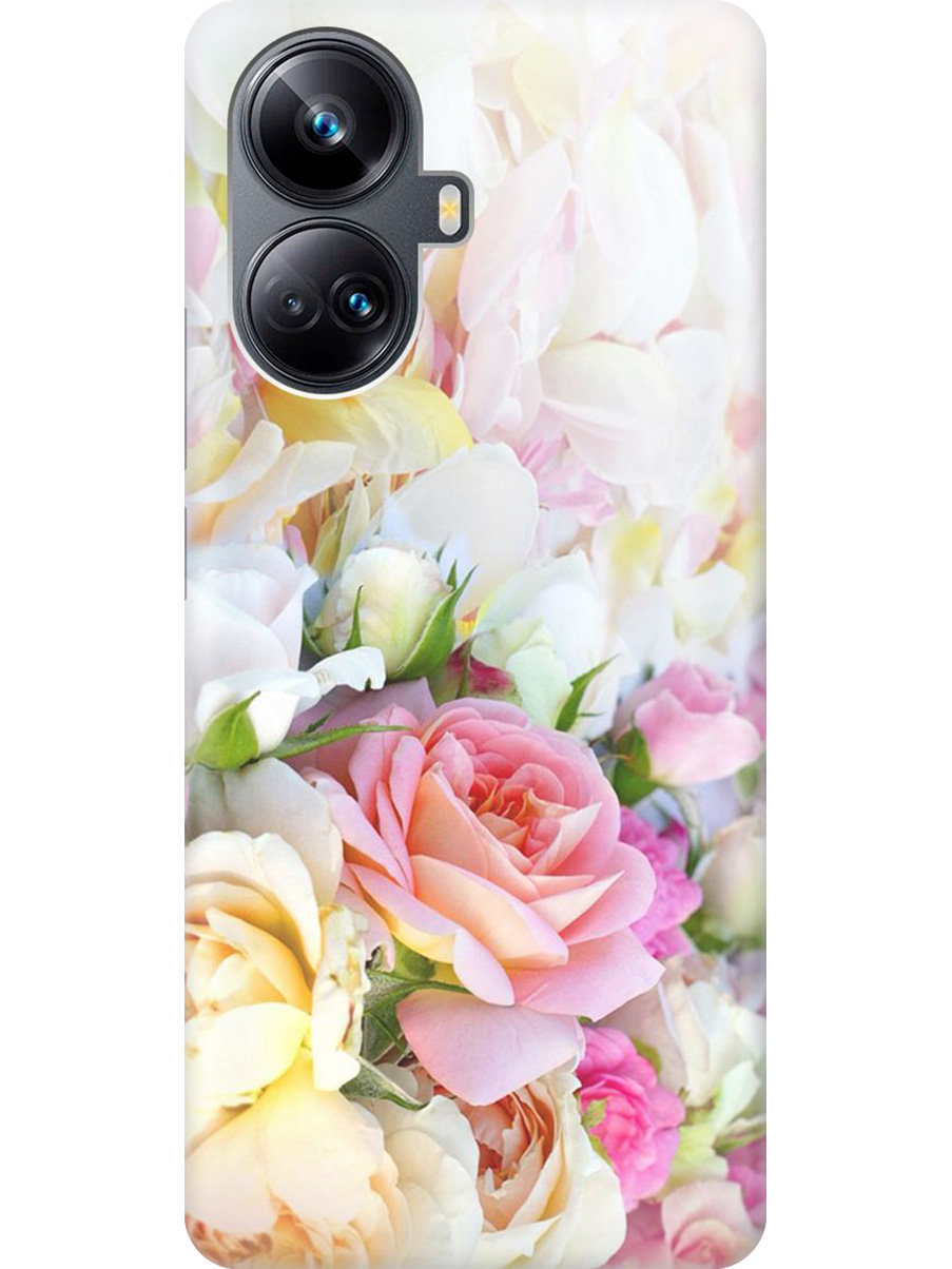 

Силиконовый чехол на Realme 10 Pro+ с принтом "Нежные розы", Прозрачный;белый;желтый;розовый, 768741921