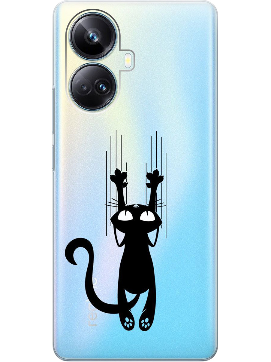 

Силиконовый чехол на Realme 10 Pro+ с принтом "Кошечка царапка" прозрачный, Прозрачный;черный, 768741971