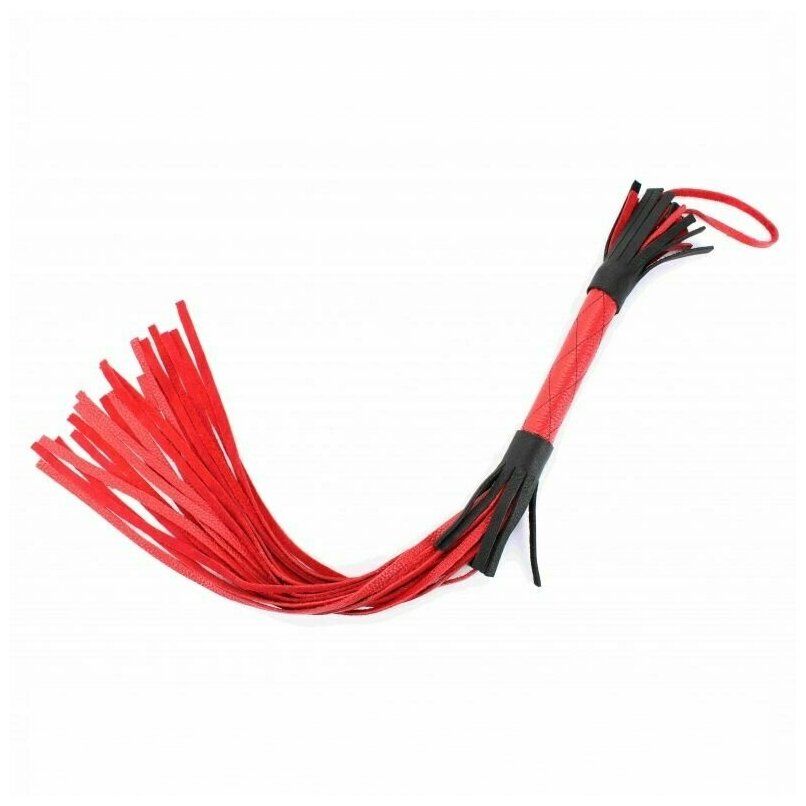 Красно-черная плетка из натуральной кожи - 60 см.