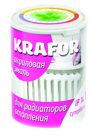 фото Эмаль для радиаторов отопления krafor, акриловая, шелковисто-глянцевая, 3 кг, белая