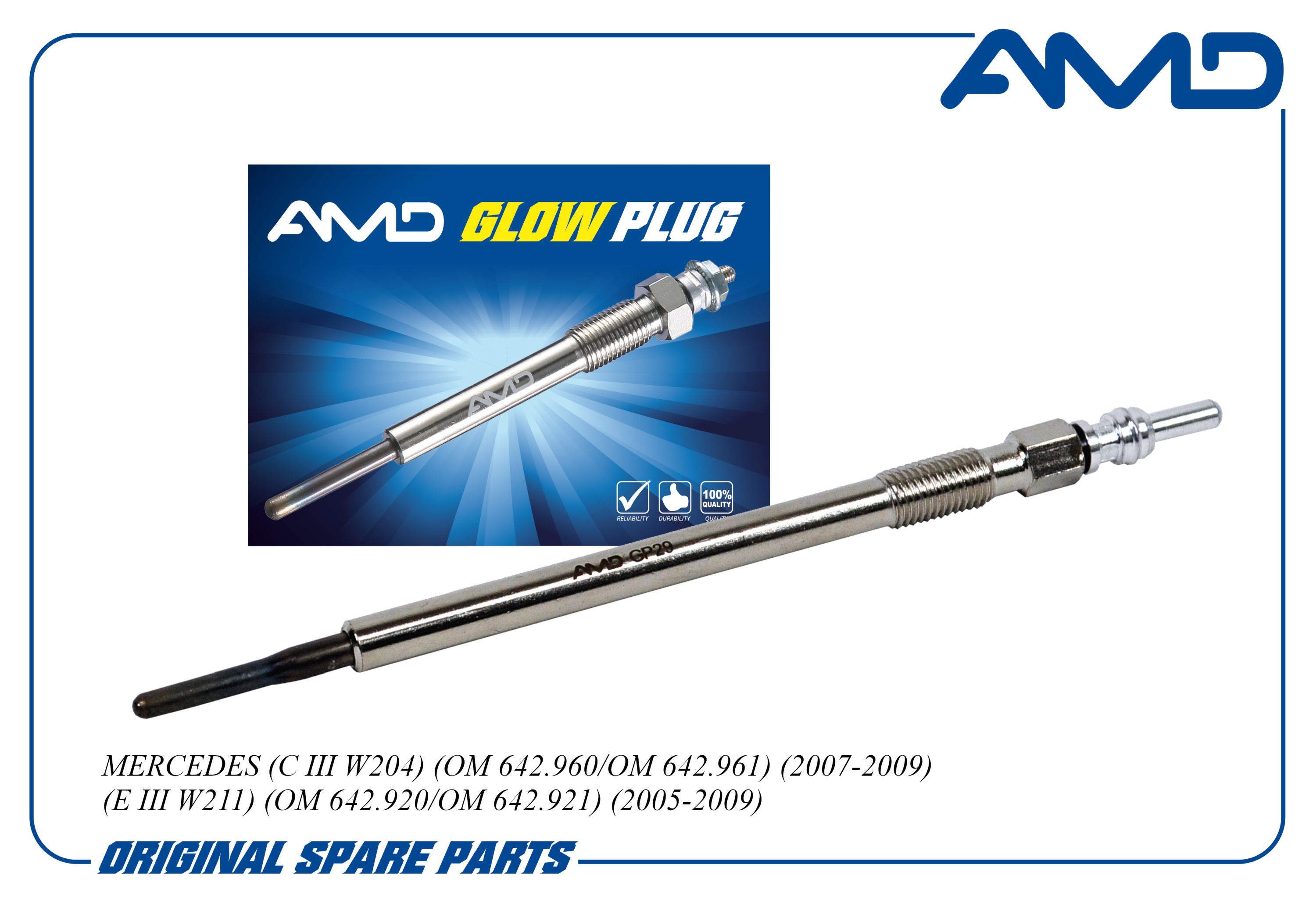 

Свеча накаливания AMD A0011597101/AMD.GP29 для MERCEDES C III W204 OM 642.960/OM 642.961 2
